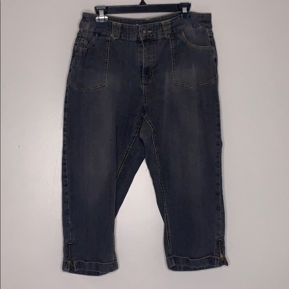 AVENUE plus Cuffed Cropped Denim Women’s Jeans 14 black - Picture 1 of 8